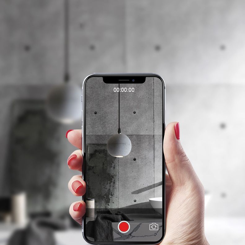 Grey Spherical Shape Pendant Lamp Modern Minimalist Cement Hanging Lamp for Living Room