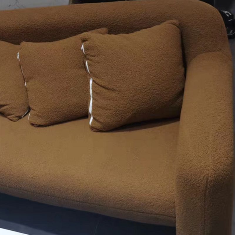 Sloped Arm Wool Sofa Modern 31.5" H Living Room Sofa in Brown