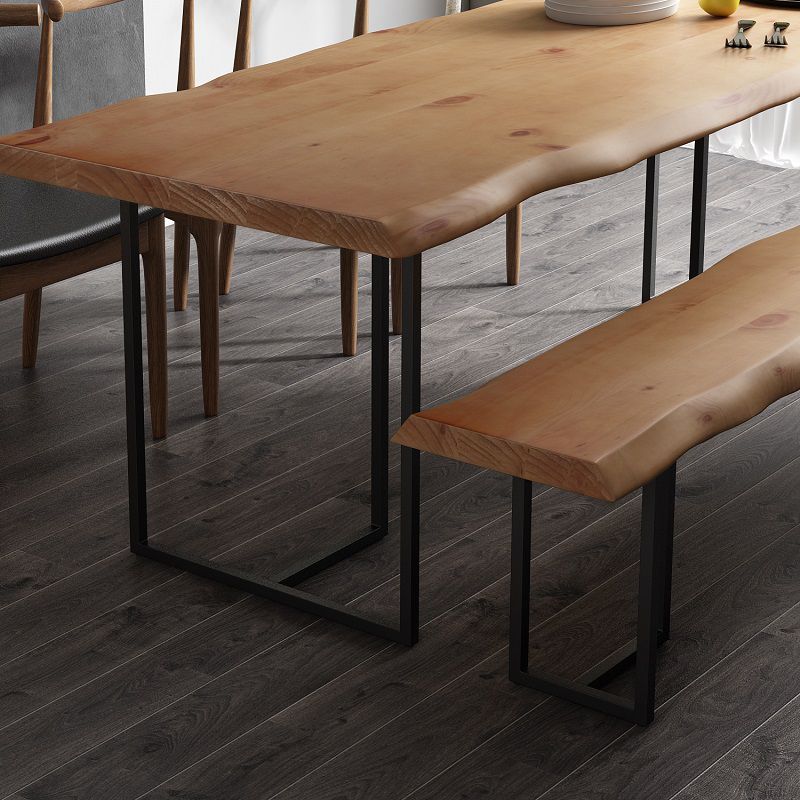 Industrial Wood Dining Set 1/2/5 Pieces Black Base Dining Furniture