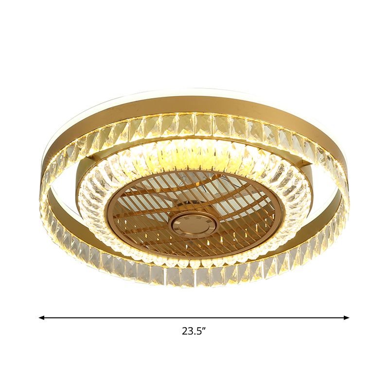 Lampada del soffitto del soffitto del soggiorno rotondo LED LED Modernist 4 lame semi -filo in oro, 23,5 "W