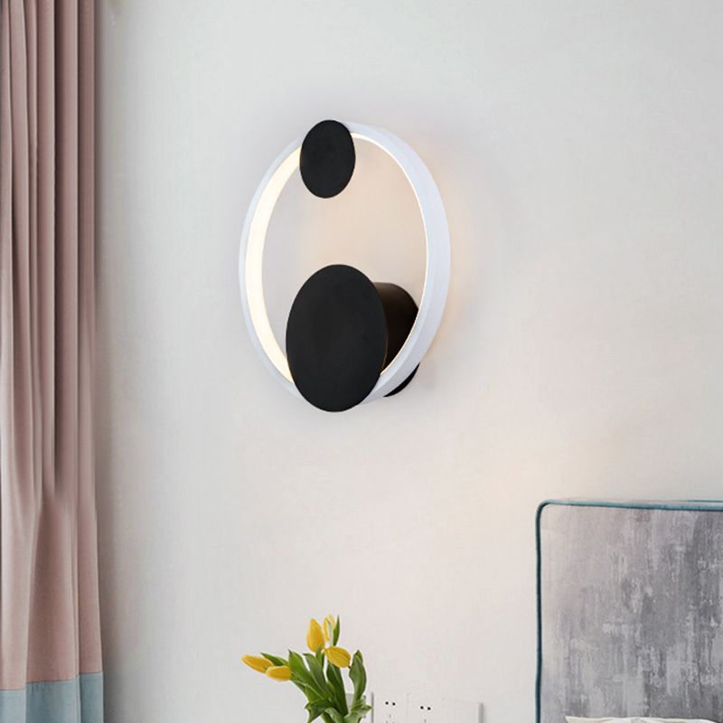 Halo Shape Acrylique Mur Mound Light Modern Black and White LED LED LED MUR LAMPE MURS EN BLANC / CHAUX LUMIÈRE POUR LE COURDIDE