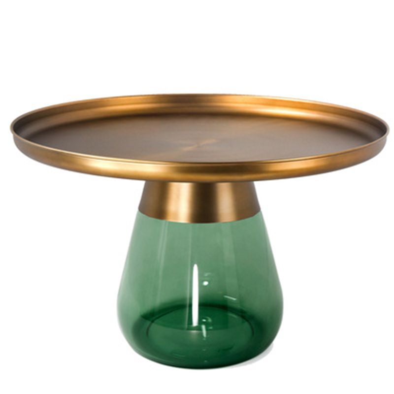 16.5"/20.4" Tall Glass Pedestal Metal Round Tray Top Coffee Table