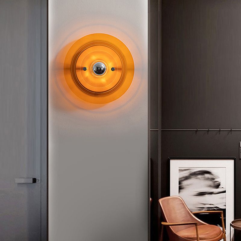 Creative Postmodern Round Sconce Lamp Acrylic 1-Light Staircase Wall Light Fixture
