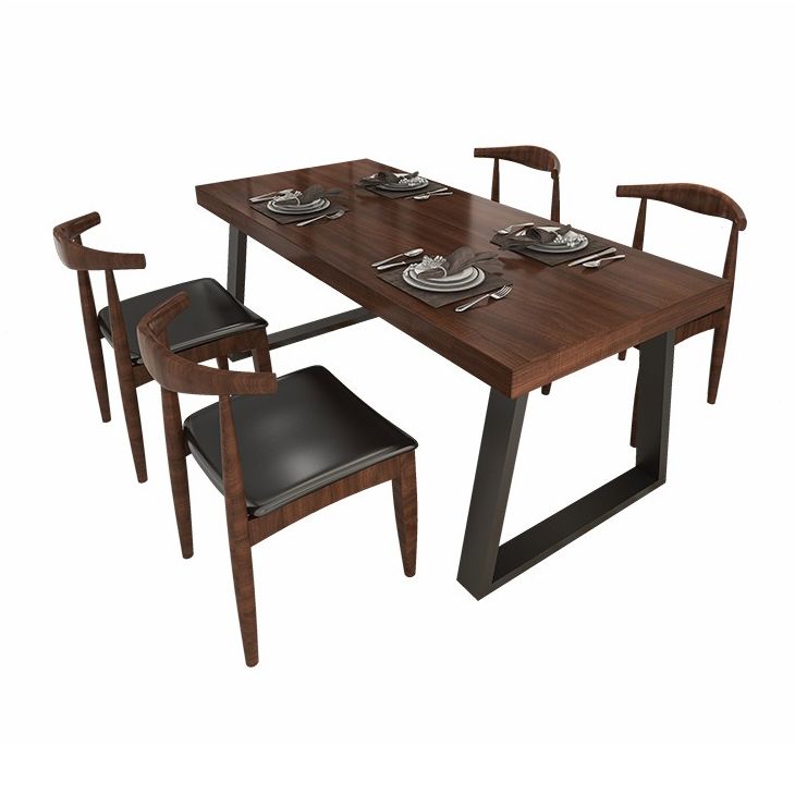Industrial Solid Wood Top Dining Room Set with Rectangle Shape Dining Set for restaurant