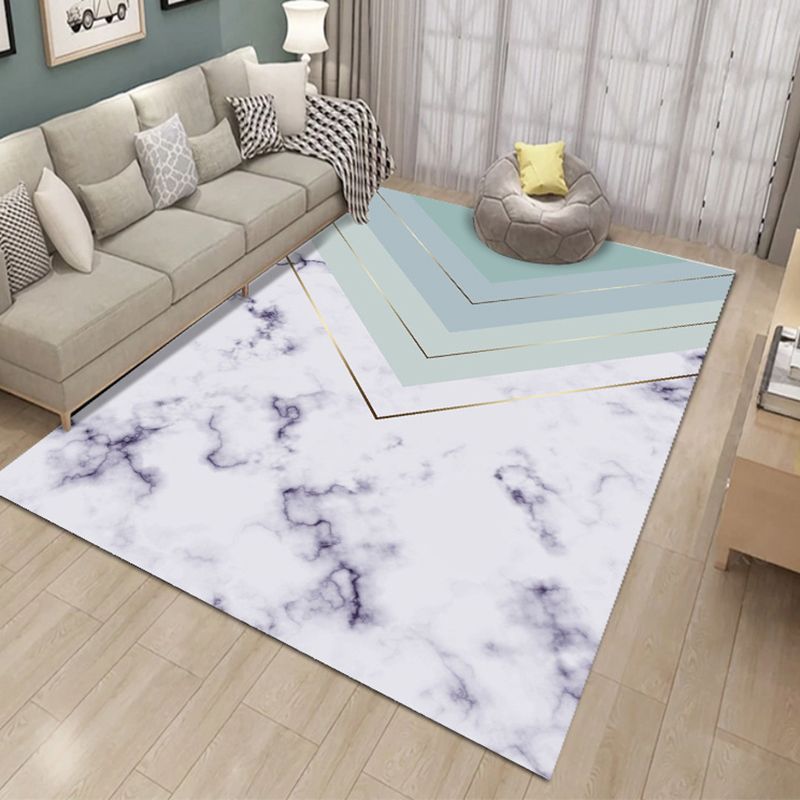 Stylish Abstract Print Carpet Washable Rug Polyester Stain Resistant Carpet for Home Decor