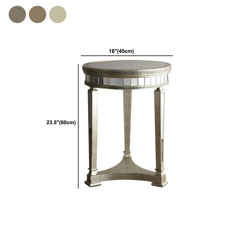 23.6" Tall Round Glass Top Side Table Wood 3 Legs End Table with Shelf