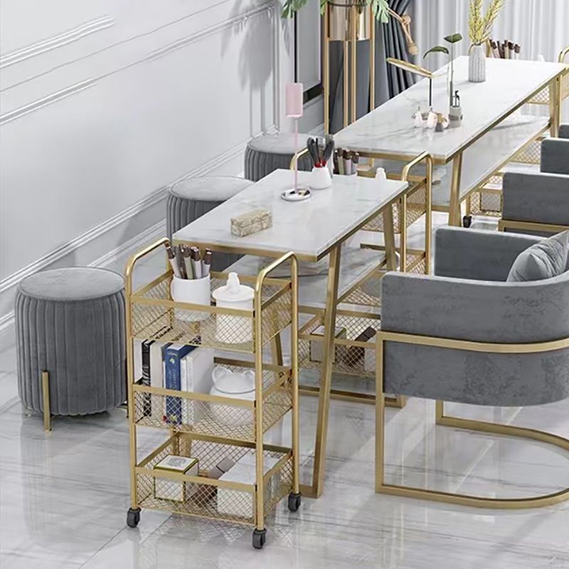 Glam Style Standard Bookcase Metal Vertical Bookshelf with Wheels