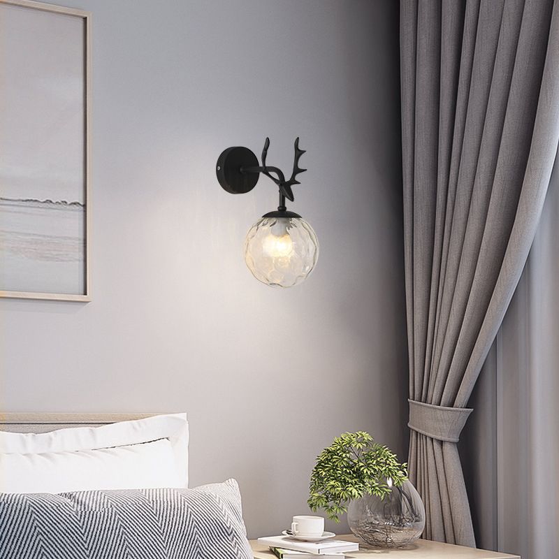 Glass Globe Sconce Light Modern 1-Light Sconce Light Fixture