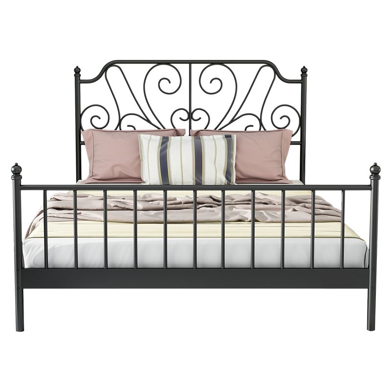 Modern Style Metal Bed Including Headboard Open-Frame Bed in Black/White