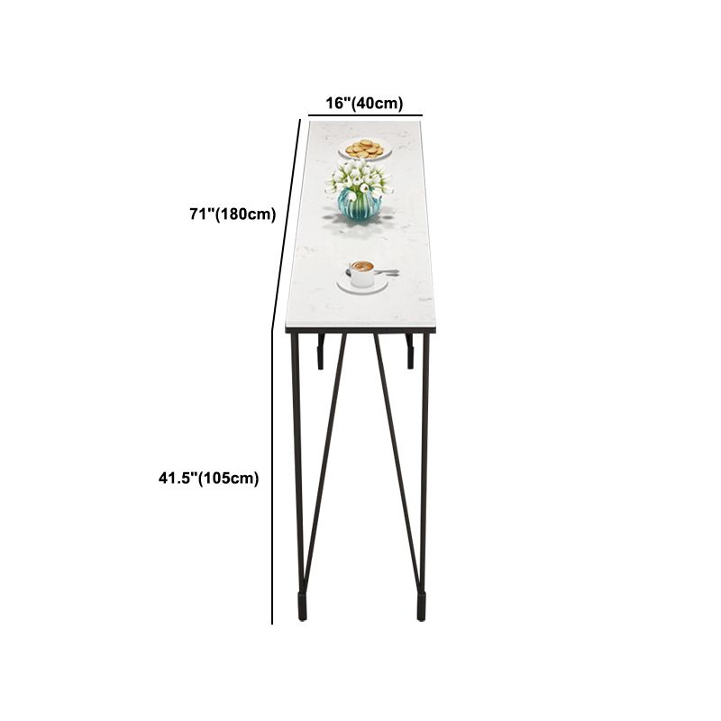 Modern 1/4 Pieces Bar Table Set Rectangle Stone Counter Table with Backrest Stools