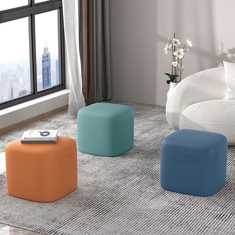 Trendy Square Leather Ottoman Plain Waterproof Indoor Foot Cube Ottoman Stool