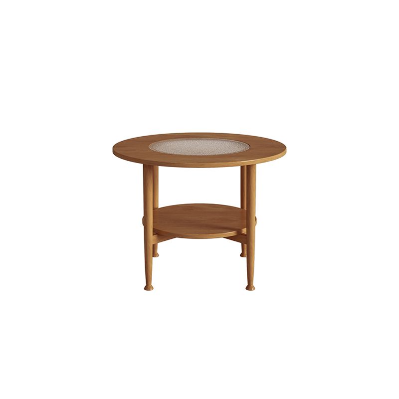 Nordic Wood and Glass Coffee Table 4 Legs Coffee Table with Storage