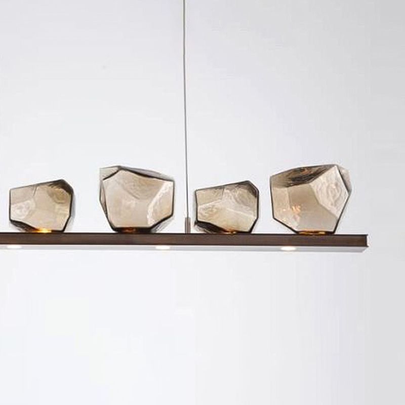 Contemporary Style Geometry Island Lights Clear Glass 6 Light Island Pendant Lights