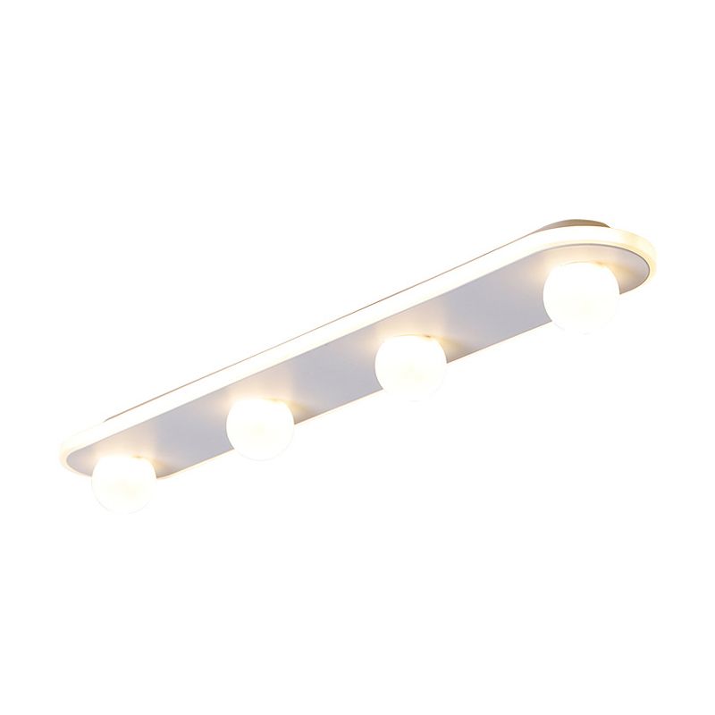 Rechthoekige Acryl Semi Flush Mount Modernist 3/4/6 Licht Wit Led Semi Flush Light Fixture in Wit/Warm Licht