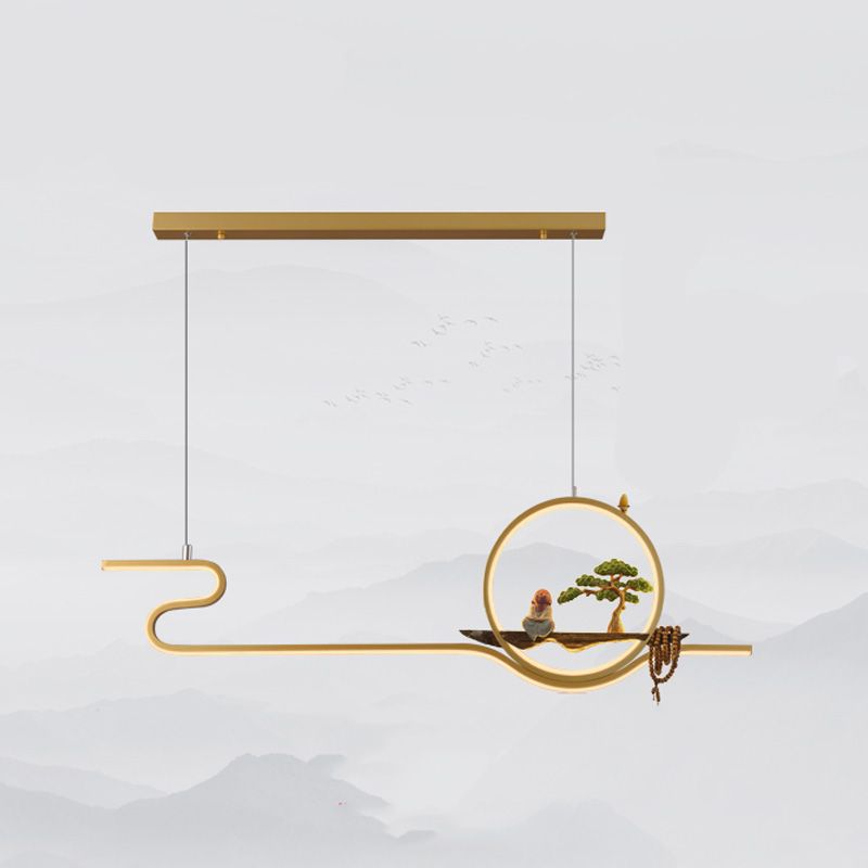 Accesorios de iluminación de isla lineal contemporánea metal de metal de 2 luces de iluminación