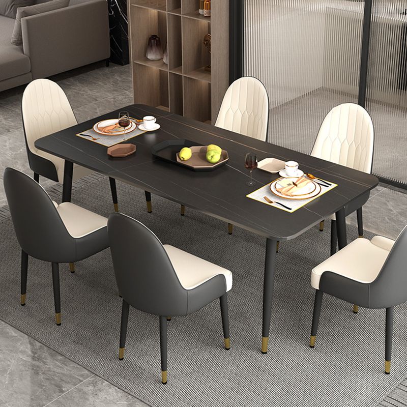 Modern Rectangle Stone Dining Table 1/2/7 Pieces Dining Set for Dining Room