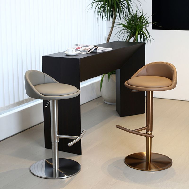 Modern Style Rotatable Backrest Counter High Stool with Leather Cushion