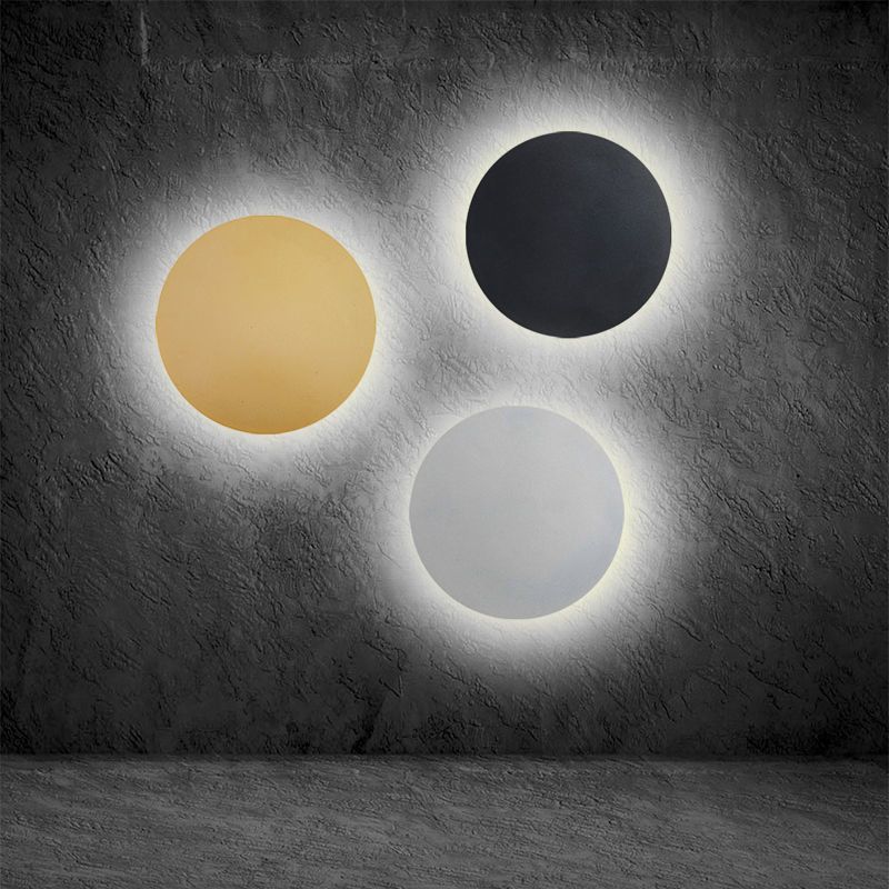 Round LED Wall Mount Light 1-Light Wall Sconce Light with Iron Shade for Living Room