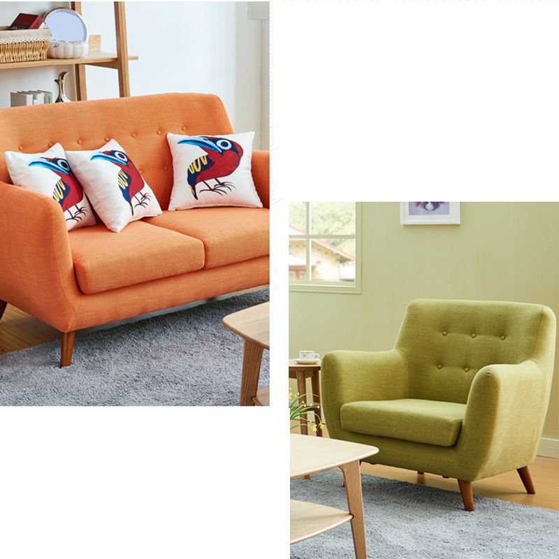 Contemporary Tight Back Fabric Settee Square Arm Standard Sofa