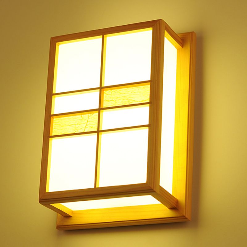 Modern Style Wall Mount Light 1-Light LED Wooden Wall Sconce Light for Living Room