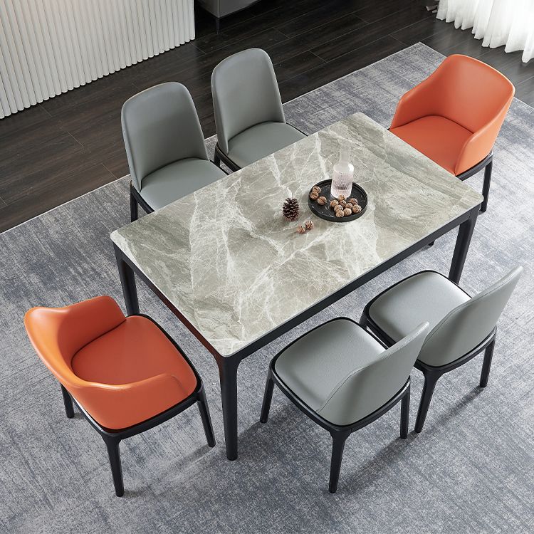 Minimalist Style Dining Table Set with Rectangle Shape Table and Padded Chairs