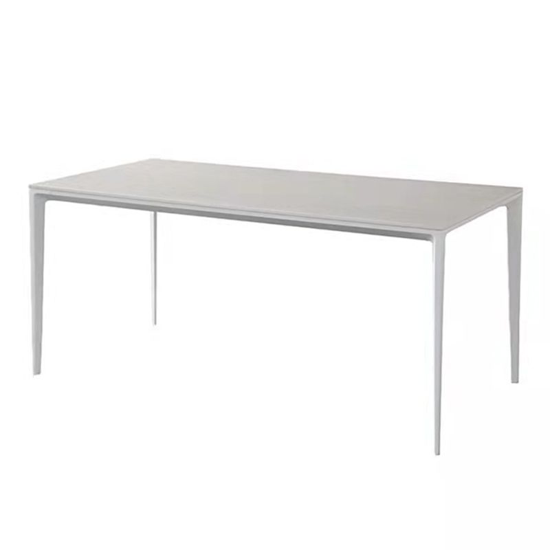 Stone Top Dining Table Contemporary Rectangle Dining Table with 4 Legs in White