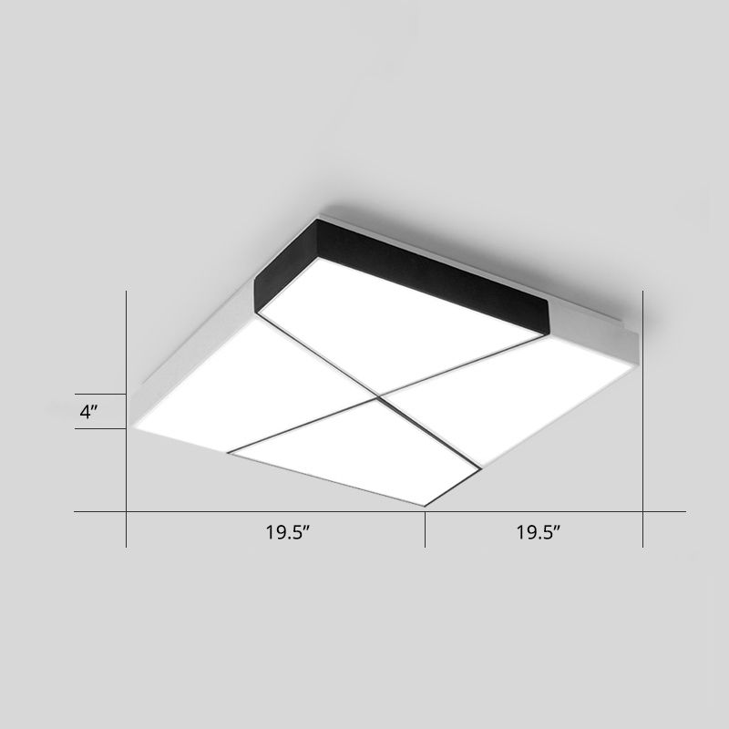 Minimalist Splicing Ceiling Lamp Acrylic Living Room LED Flush Mounted Light in Black-White