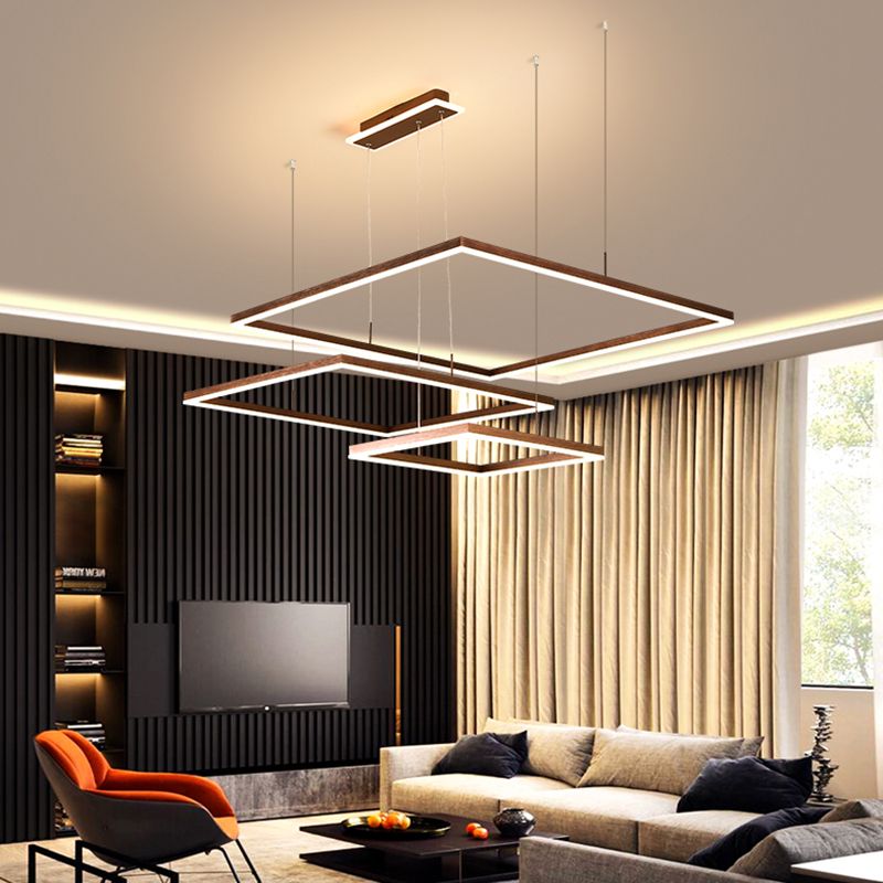 Layered Rhombus Chandelier Pendant Light Contemporary Acrylic Living Room LED Hanging Lighting