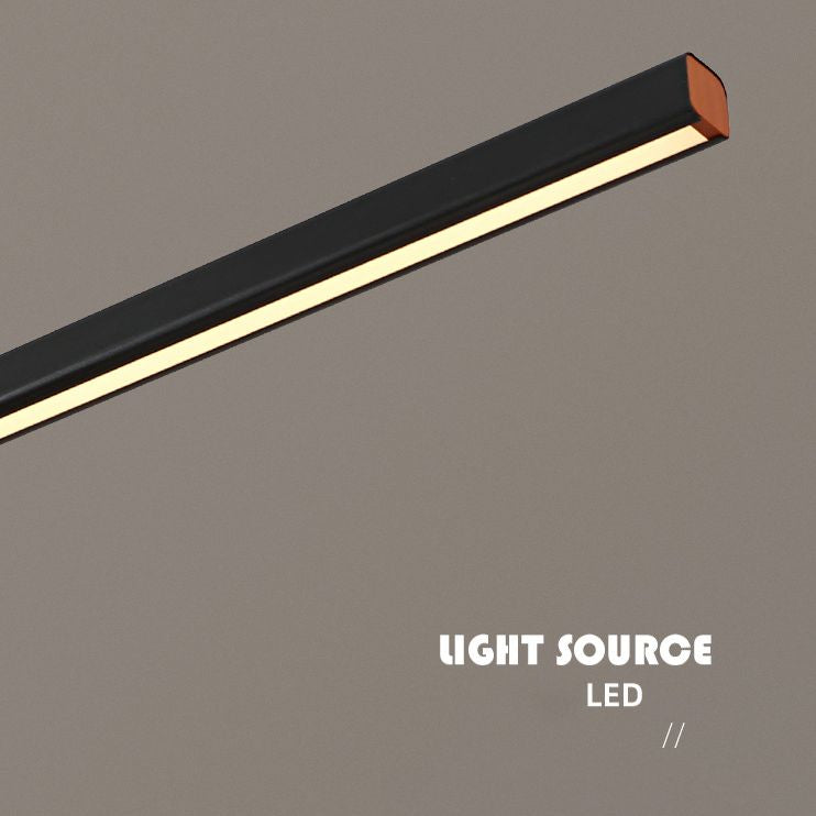 Nordic Minimalism LED Island Light Aluminum Long Strip Dining Room Lighting Fixture with 59" Adjustable Suspension Wire