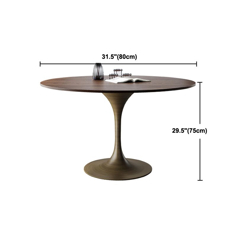 Contemporary Dining Table Round Dining Table in Walnut with Tulip Base