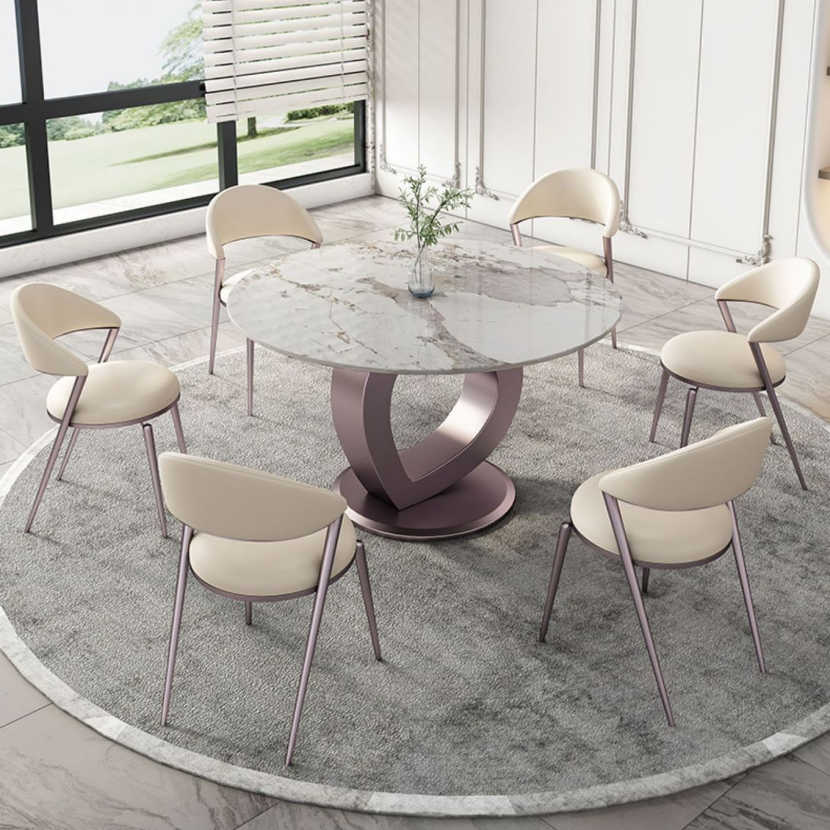 1/2/5/7 Pcs Dining Table Set with Sintered Stone Top Dining Table Set with Chair