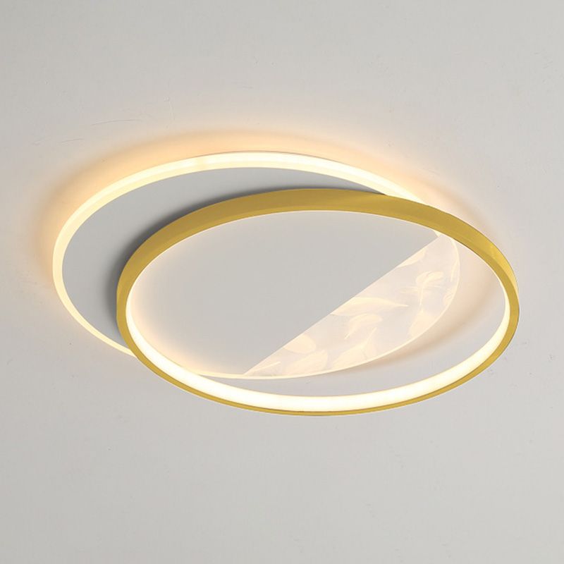 Geometric Feather LED Semi Flush Mount in Modern Simplicity Wrought Iron Ceiling Light for Interior Spaces