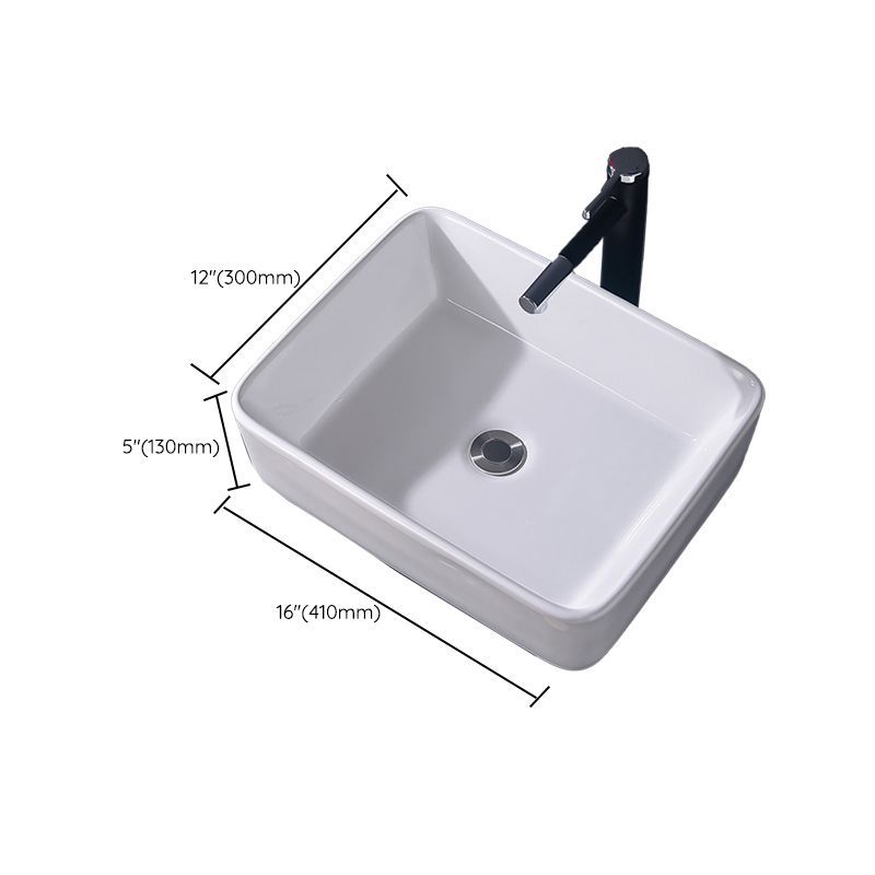 Modern Vessel Bathroom Sink Rectangular Porcelain Basin Sink (Not Include Faucet)
