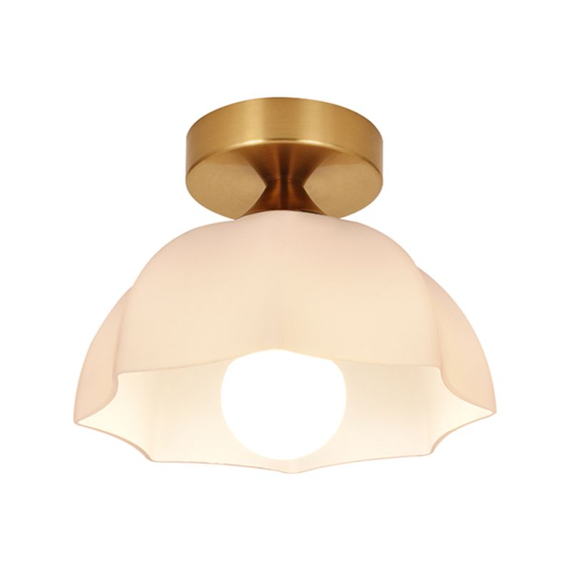 Geometric Shape Glass Flush Light Modern Style 1 Light Flush Mount Ceiling Lights in Gold