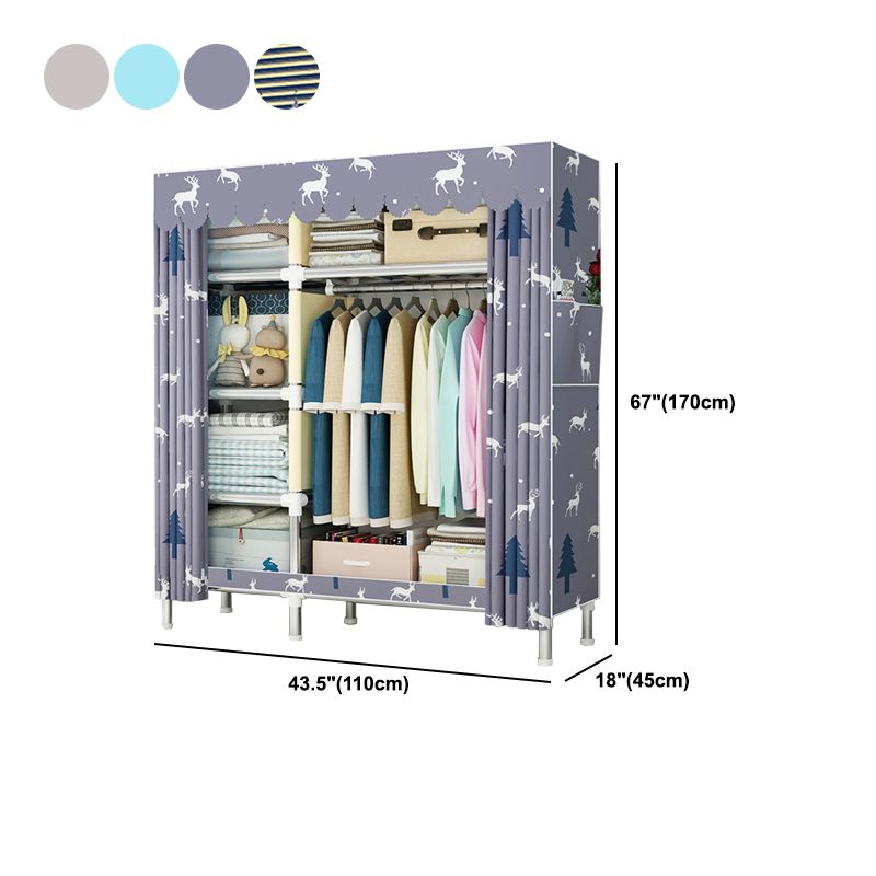 Contemporary Wardrobe Metal 1-Door Wardrobe Closet for Bedroom