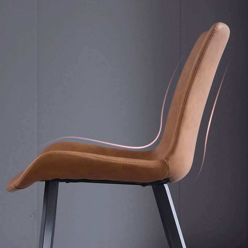 Contemporary Leather Hotel Side Chair Solid Back Matte Finish Dining Chair