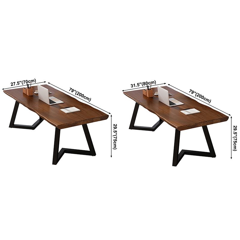 Mesa de comedor industrial de doble pedestal de rectángulo Mesa de madera de madera sólida