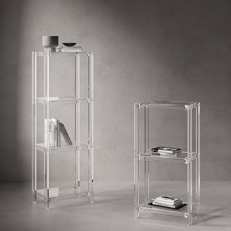 Contemporary Open Back Standard Bookshelf Acrylic Bookcase with Shelves