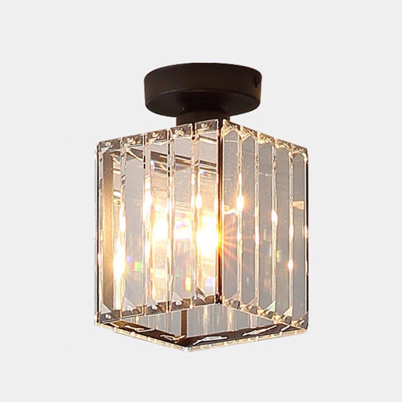 Modern Ceiling Light Minimalist Flush Mount Ceiling Light Fixture with Crystal Shade