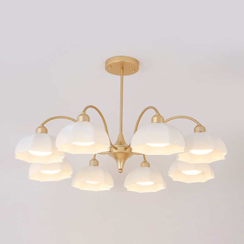 Glass Floriated Pendant Light in Modern Creative Style Lacquered Iron Chandelier for Dining Room