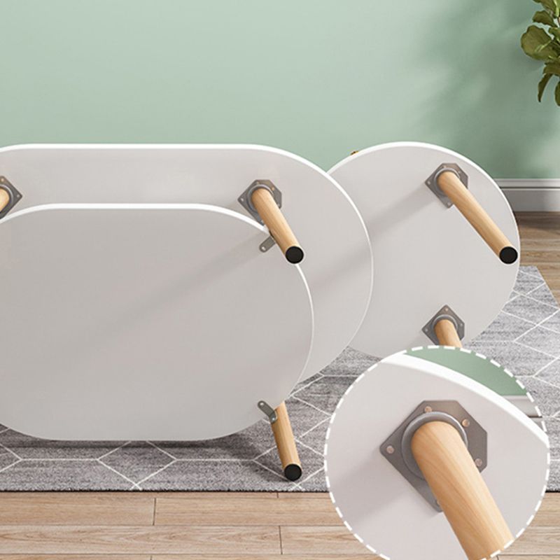 Modern Wooden Coffee Table Oval Bunching Coffee Table Set for Living Room