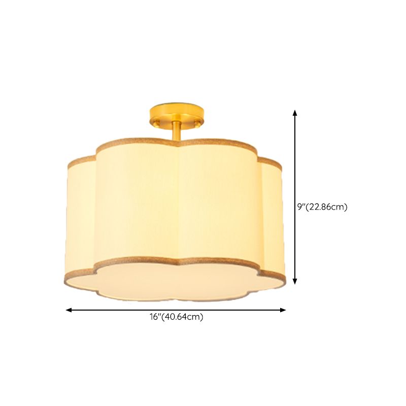 American Style Ceiling Light Geometry Shape Ceiling Lamp with Fabric Shade for Living Room