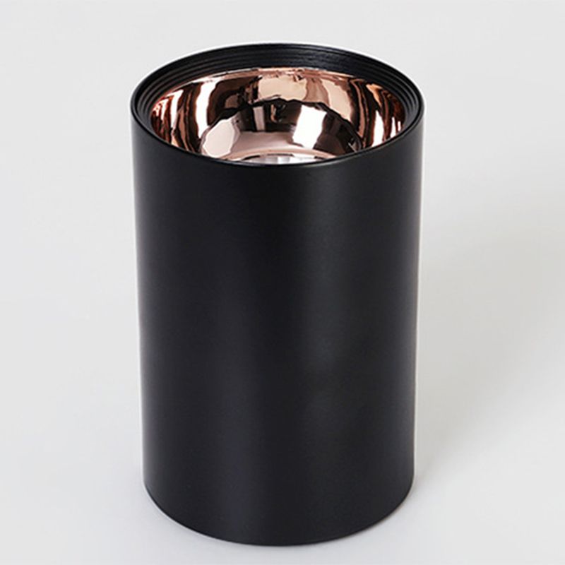 Metallic cilinder LED-inbouwlamp Minimalistisch zwart-roségouden plafondlamp voor slaapkamer