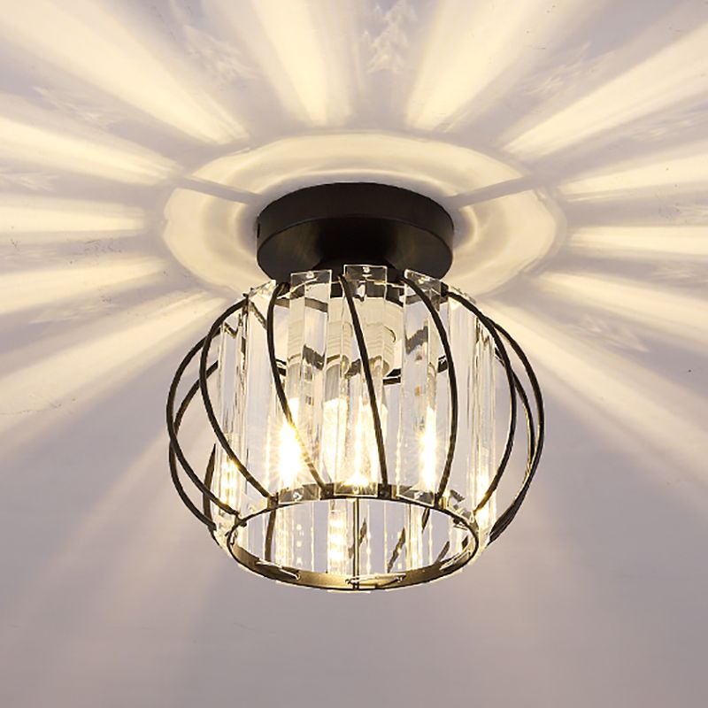 Lámpara de techo con forma de bola, hierro moderno, 1 luz, montaje empotrado con orificio de 2-3,5 pulgadas de diámetro para pasillo