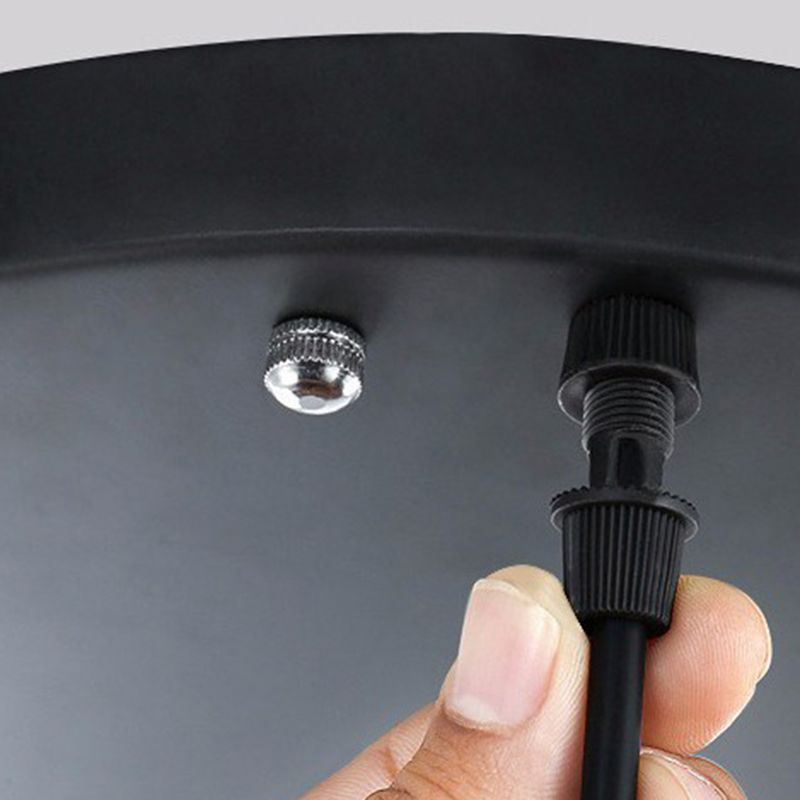 Pendant Lighting Fixture Industrial Style Dinning Room Hanging Ceiling Light with Fish Metal Shade in Black