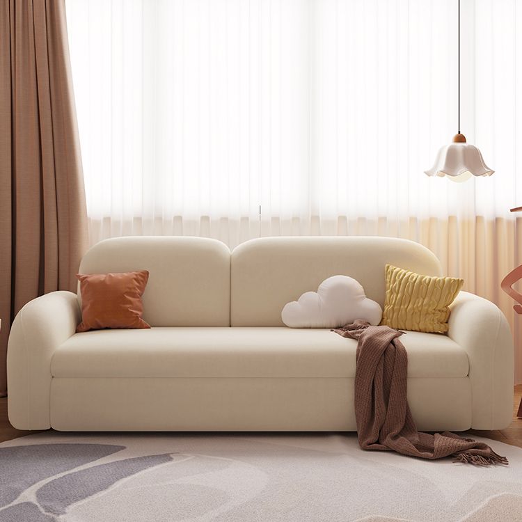 Beige Convertible Sofa Bed Modern Flared Arm Sofa with Pillows