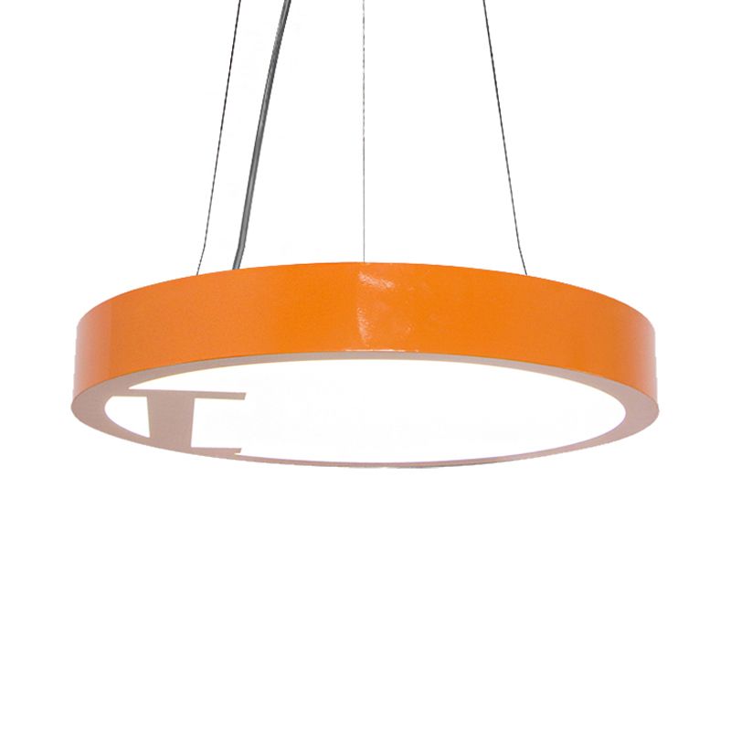 LED Living Room Chandelier Light Fixture with Round Acrylic Shade Modernism Style Yellow/Orange Pendant Lamp