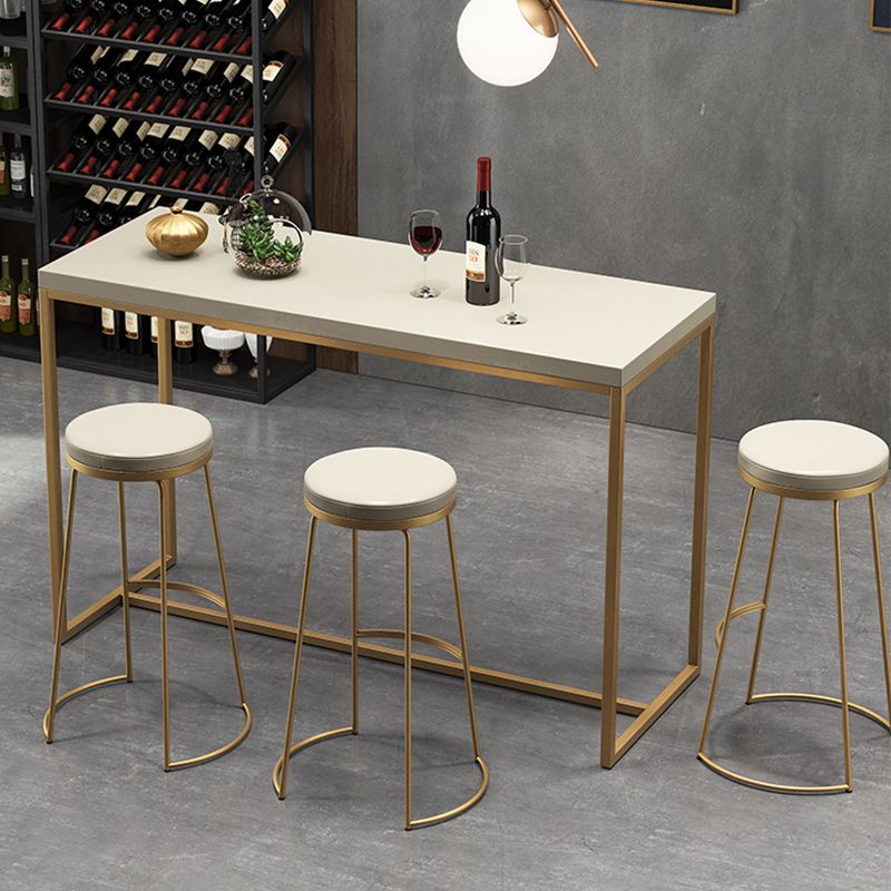 Scandinavian Round Indoor Bar Stool Faux Leather Backless Footrest Bar Stool