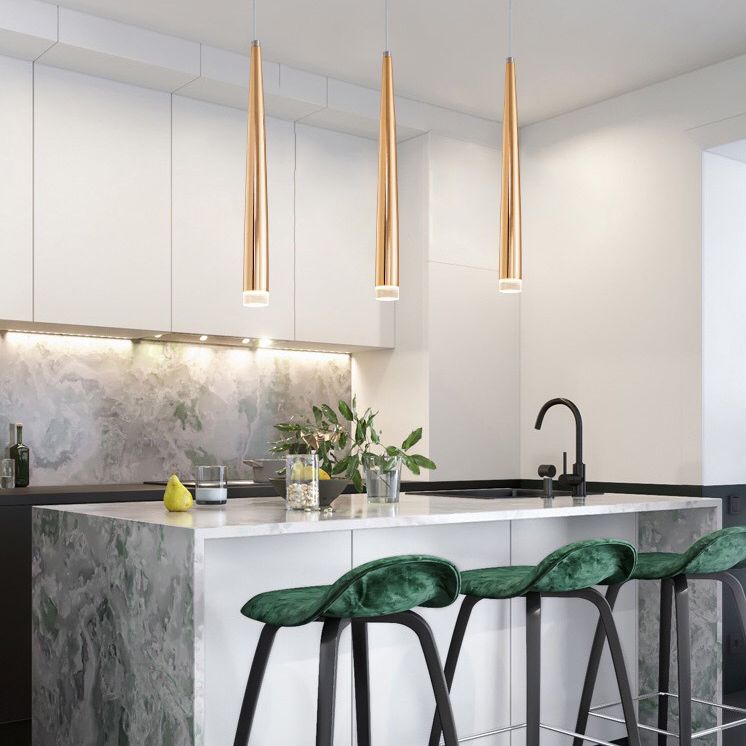 Gold Conical Hanging Light Fixture Simple 1-Light Metal Pendant Lighting for Bar