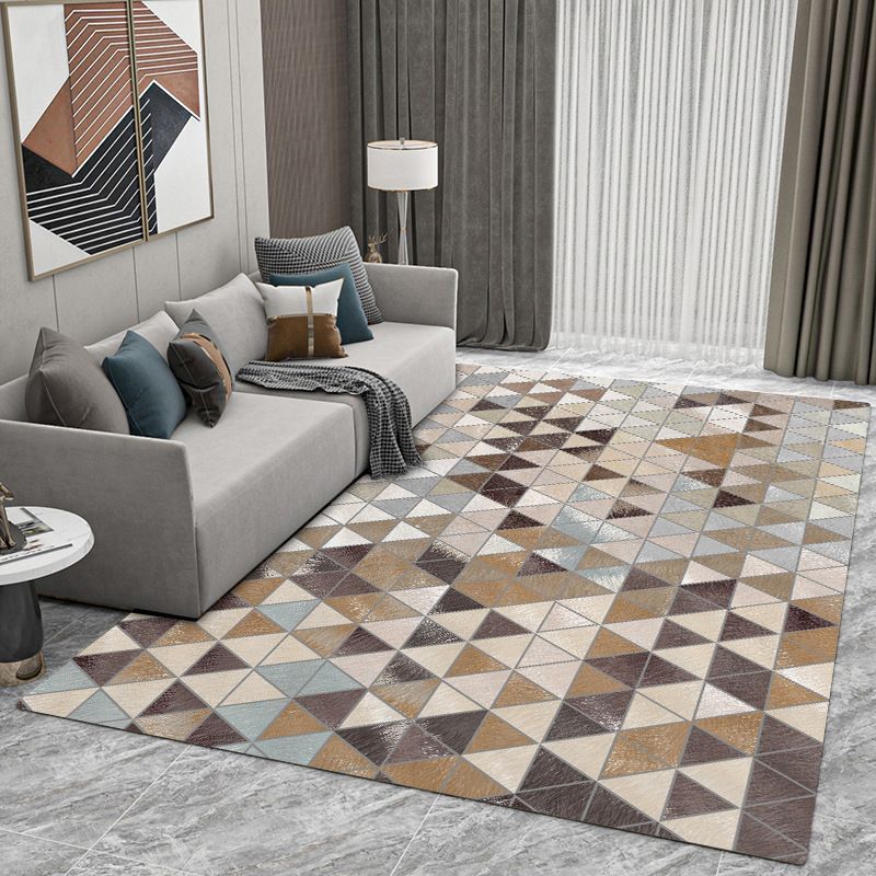 Brown Modern Carpet Polyester Geometry Carpet Washable Carpet for Home Decor